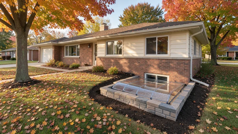 Egress window installation at a home in Belvidere, IL