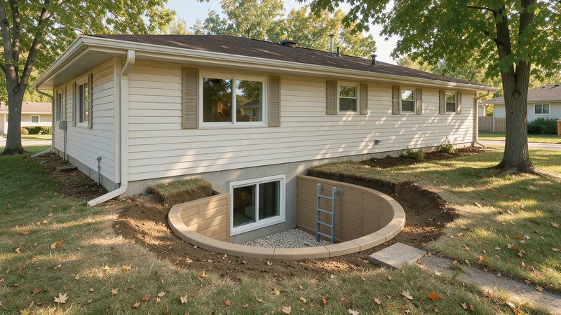 Excavation and site preparation for an egress window in Machesney Park, IL