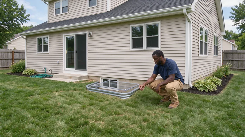 Egress window installation at a home in South Beloit, IL